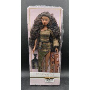 Naturalistas Dayna Doll With Curly Hair Gold Asymmetrical Dress & Accessories 8